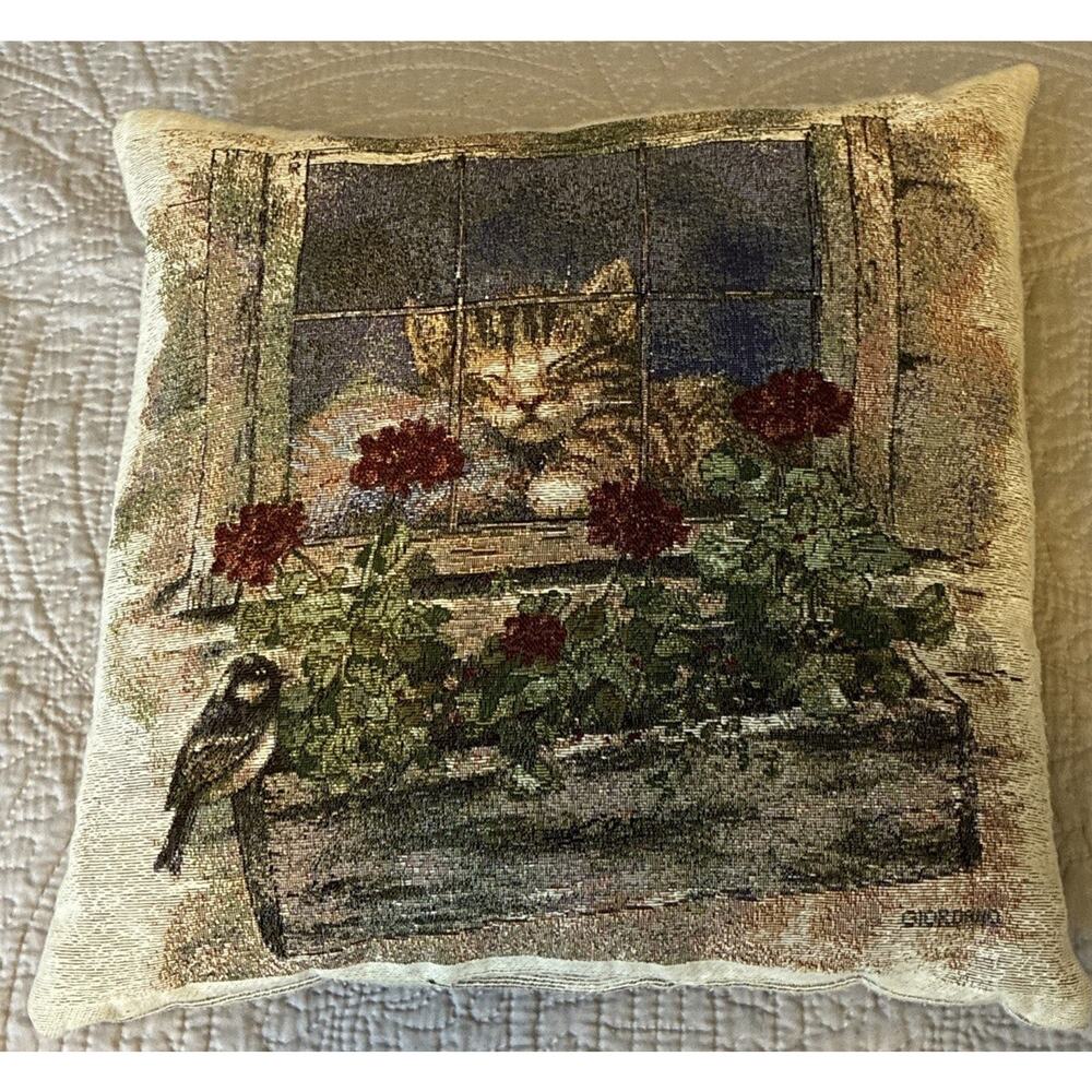 Giordano Riverdale Cat Kitty All All Seasons Dble Sided Tapestry 17” Pillow